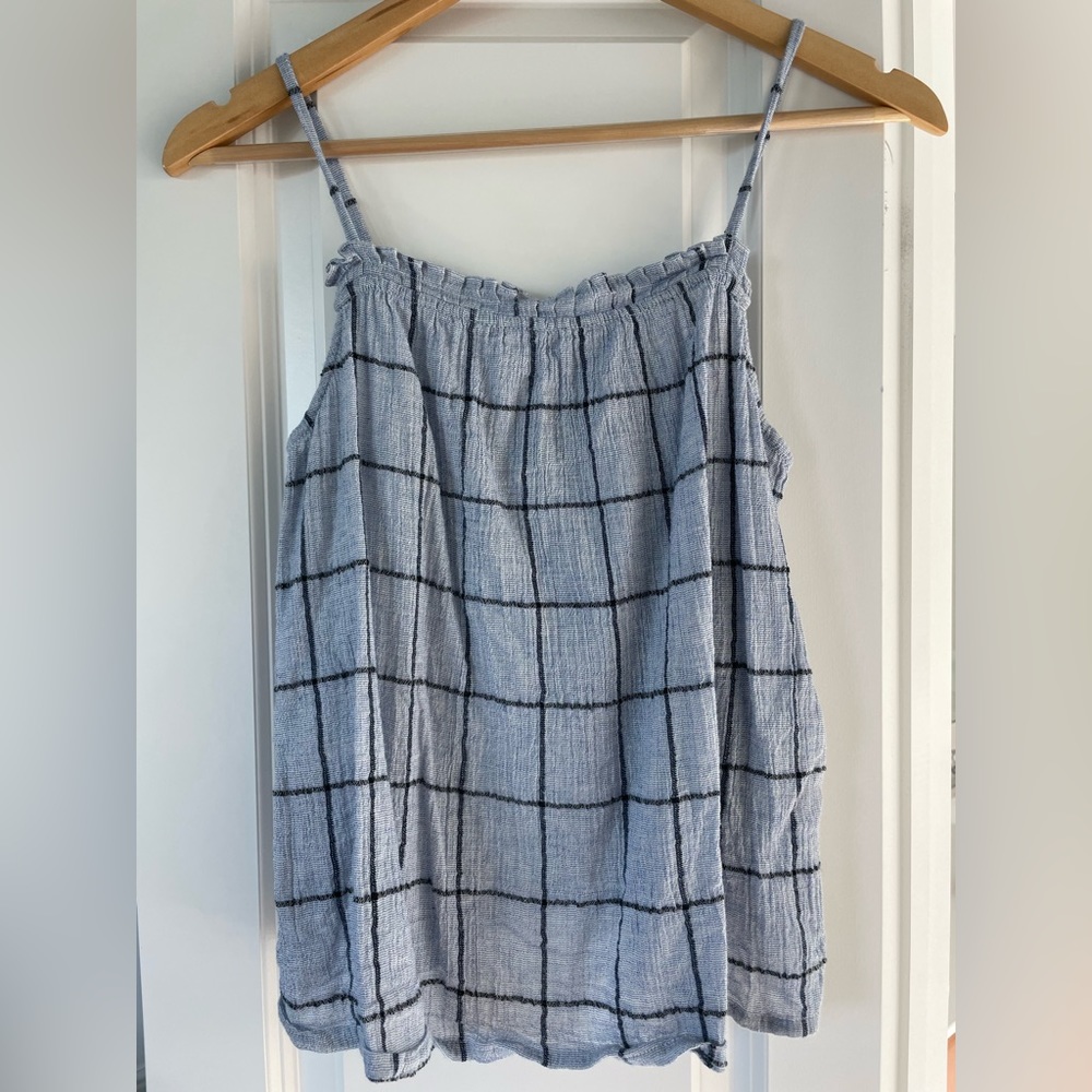 Blue Windowpane Print Tank